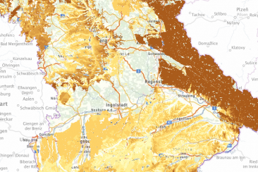 Ansicht der Karte zum Standortcheck oberflächennahe Geothermie (Bildquelle: Energie-Atlas Bayern)